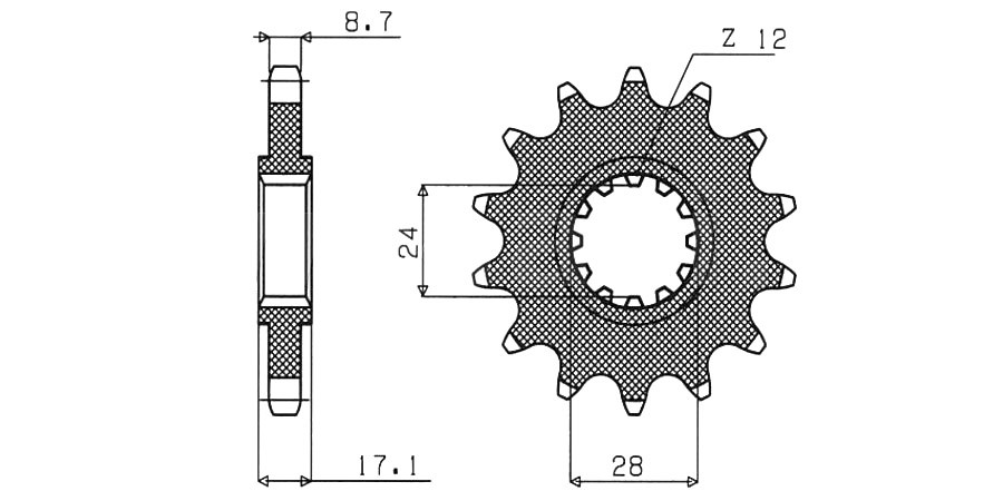 Obrázek produktu řetězové kolečko pro sekundární řetězy typu 530, SUNSTAR (14 zubů) 52014