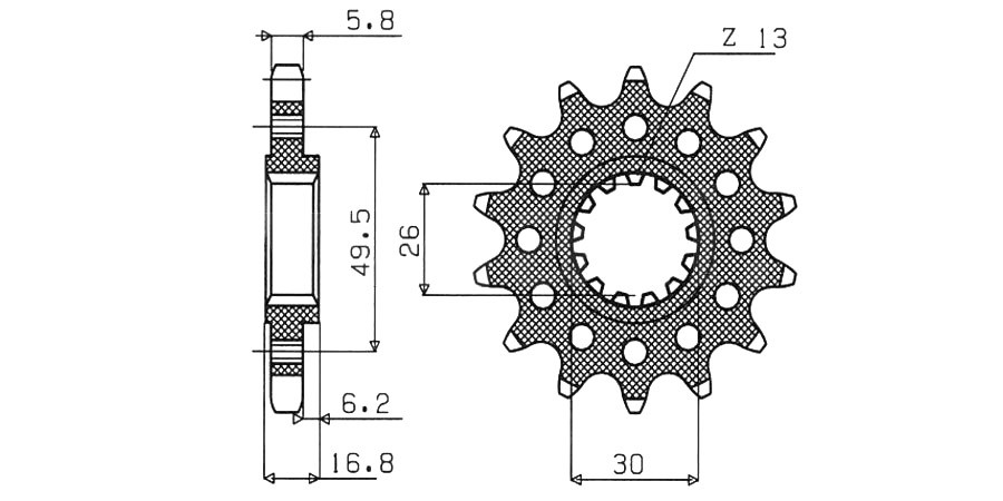 Obrázek produktu řetězové kolečko pro sekundární řetězy typu 520, SUNSTAR (16 zubů) 39216