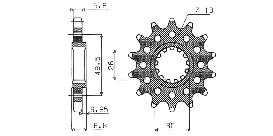 Obrázek produktu řetězové kolečko pro sekundární řetězy typu 520, SUNSTAR (16 zubů) 39316