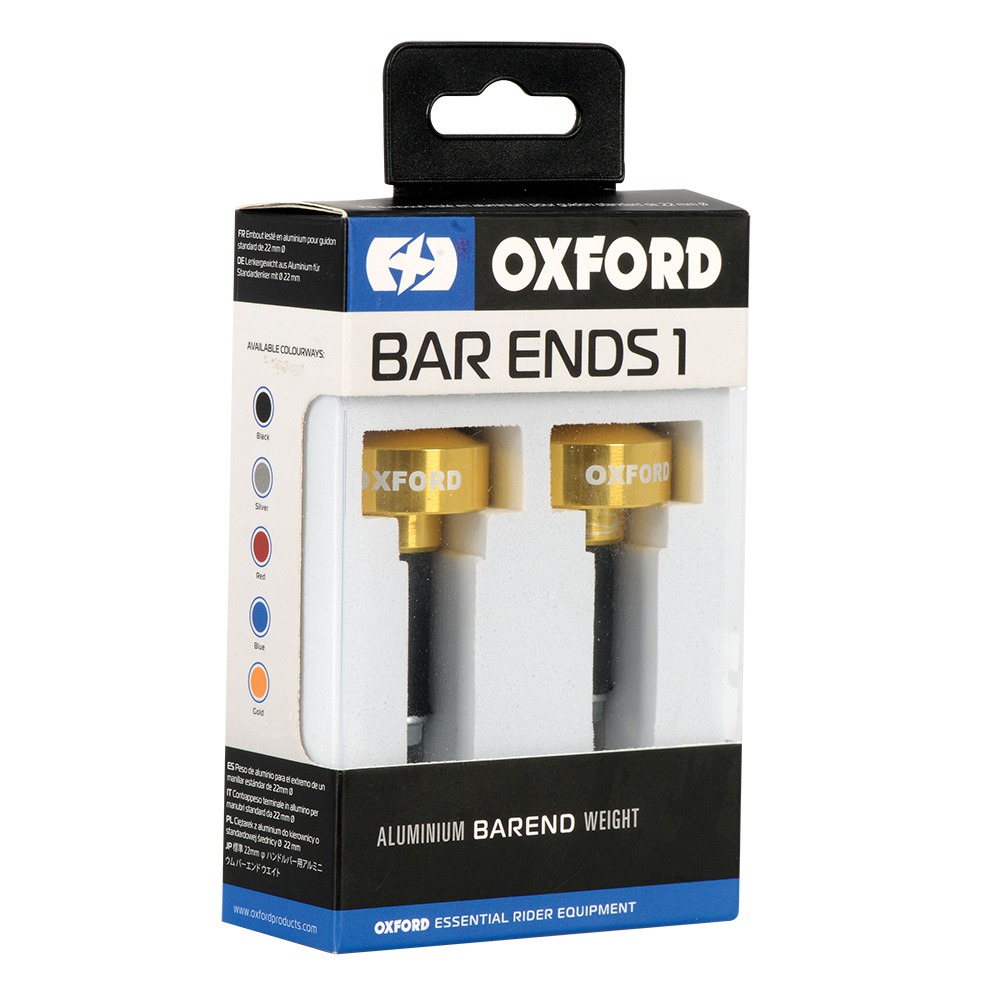 Obrázek produktu závaží řídítek Bar Ends 1 s redukcí pro vnitřní průměr 13 a 18 mm (vnější 22 a 28,6 mm), OXFORD (zlatý elox, pár) OX592