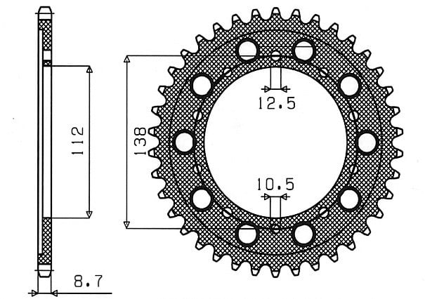 Obrázek produktu ocelová rozeta pro sekundární řetězy typu 530, SUNSTAR (43 zubů) 1-5485-43