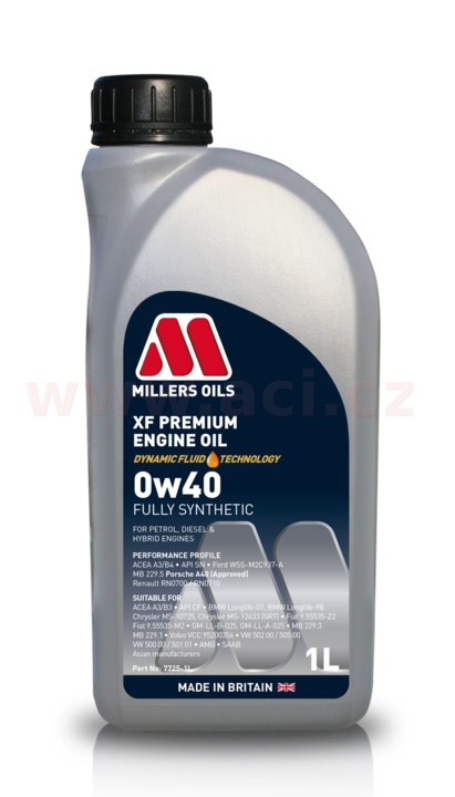 Obrázek produktu MILLERS OILS XF PREMIUM 0w40, plně syntetický, 1 l  77251