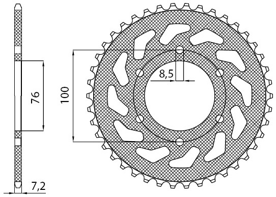Obrázek produktu ocelová rozeta pro sekundární řetězy typu 428, SUNSTAR (48 zubů)