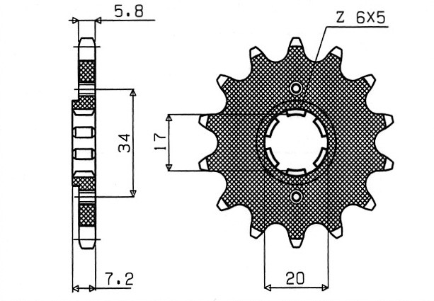 Obrázek produktu řetězové kolečko pro sekundární řetězy typu 520, SUNSTAR (14 zubů)