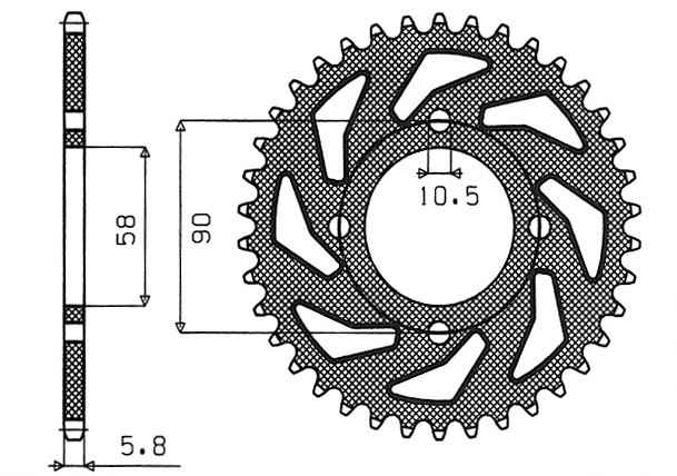 Obrázek produktu ocelová rozeta pro sekundární řetězy typu 520, SUNSTAR (33 zubů)