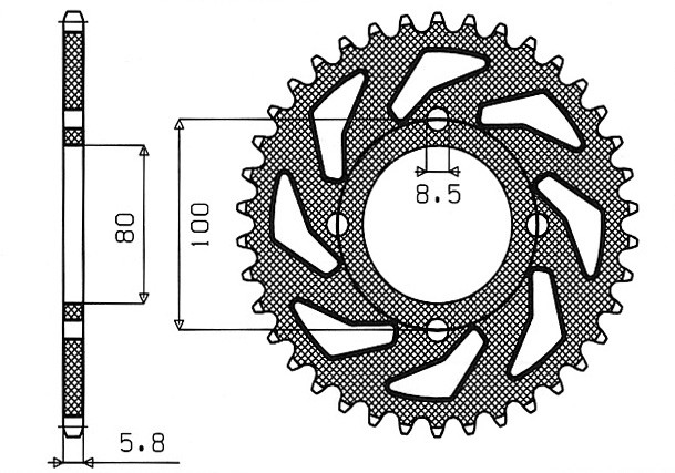 Obrázek produktu ocelová rozeta pro sekundární řetězy typu 520, SUNSTAR (41 zubů) 1-3305-41