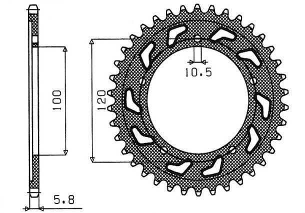Obrázek produktu ocelová rozeta pro sekundární řetězy typu 520, SUNSTAR (46 zubů)