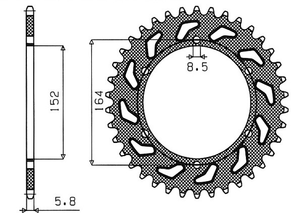 Obrázek produktu ocelová rozeta pro sekundární řetězy typu 520, SUNSTAR (42 zubů)