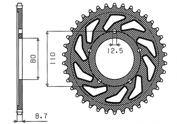 Obrázek produktu ocelová rozeta pro sekundární řetězy typu 530, SUNSTAR (41 zubů)