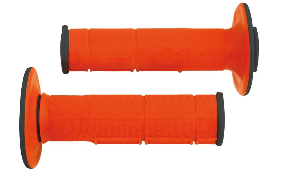 Obrázek produktu gripy Racing (dvouvrstvé, měkké), RTECH (oranžovo-černé, pár, délka 116 mm) R-MPRNRAR0015