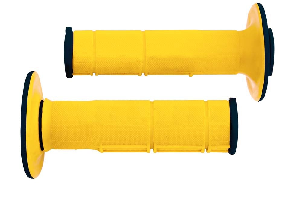 Obrázek produktu gripy Racing (dvouvrstvé, měkké), RTECH (žluto-černé, pár, délka 116 mm) R-MPRNRGI0015