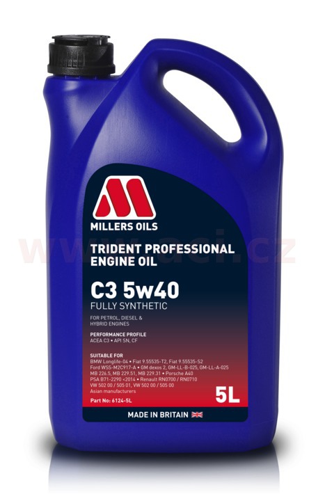 Obrázek produktu MILLERS OILS Trident Professional C3 5w40, plně syntetický, 5 l 61245