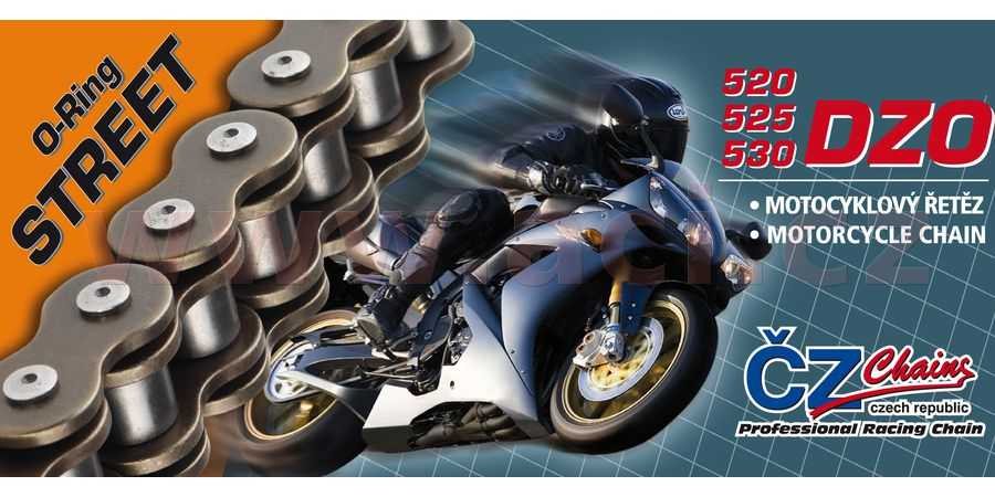 Obrázek produktu řetěz 525DZO, ČZ (barva černá, 100 článků vč. nýtovací spojky RIVET) V026525DZO870900
