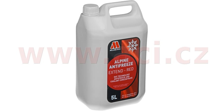 Obrázek produktu MILLERS OILS Alpine Antifreeze Extend - Red - nemrznoucí kapalina s prodlouženou životností s antikorozními účinky 5 l 56685