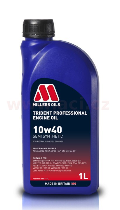 Obrázek produktu MILLERS OILS Trident Professional 10w40, polosyntetický, 1 l 59911