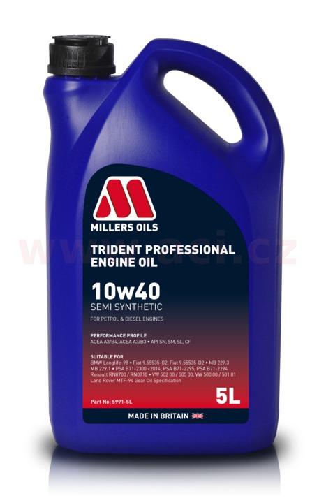 Obrázek produktu MILLERS OILS Trident Professional 10w40, polosyntetický, 5 l 59915