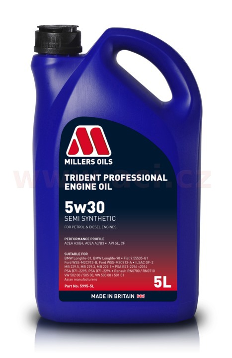 Obrázek produktu MILLERS OILS Trident Professional 5w30, polosyntetický, 5 l 59955