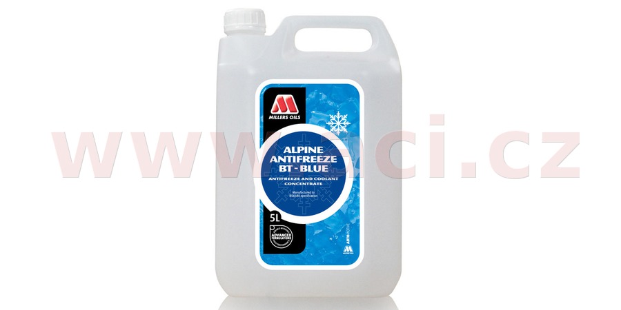 Obrázek produktu MILLERS OILS Alpine Antifreeze BT - Blue - nemrznoucí kapalina s antikorozními účinky na bázi ethylen glykolu 5 l 53595