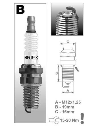 Obrázek produktu zapalovací svíčka BR12S řada Silver Racing, BRISK - Česká Republika 1522