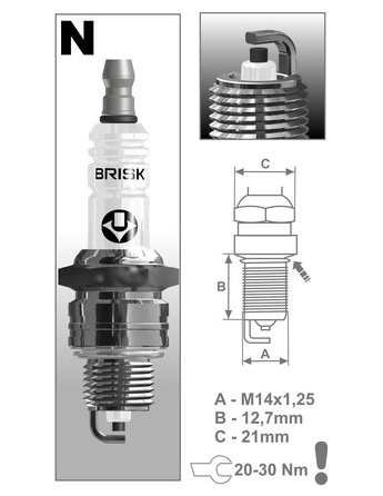 Obrázek produktu zapalovací svíčka NR17YC řada Super, BRISK - Česká Republika