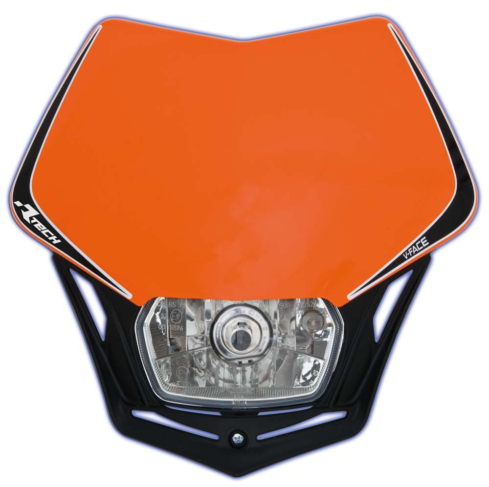 Obrázek produktu UNI přední maska včetně světla V-Face, RTECH (oranžovo-černá) R-MASKARNR008
