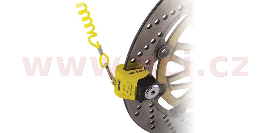 Obrázek produktu zámek kotoučové brzdy Scoot XD5, OXFORD (žlutý/černý, průměr čepu 6 mm) LK205