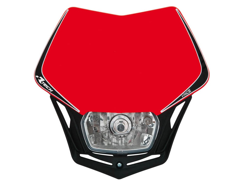 Obrázek produktu UNI přední maska včetně světla V-Face, RTECH (červeno-černá) R-MASKRSNR008