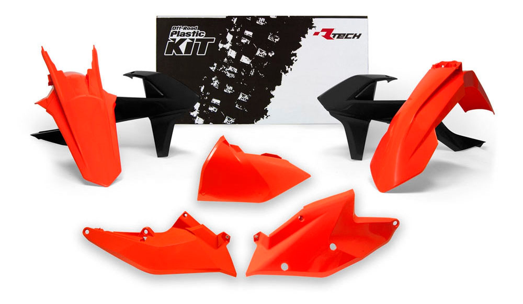 Obrázek produktu sada plastů KTM, RTECH (oranžovo-černá, 5 dílů, vč. levého krytu vzduch filtru)