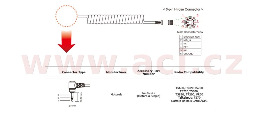 Obrázek produktu kabel pro PMR Motorola pro SR10, SENA SC-A0112