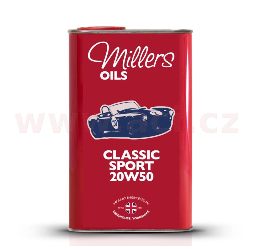 Obrázek produktu MILLERS OILS Classic Sport Pistoneeze 20W50, motorový polosyntetický, olej (v plechovém retro obalu) 1 l 79121