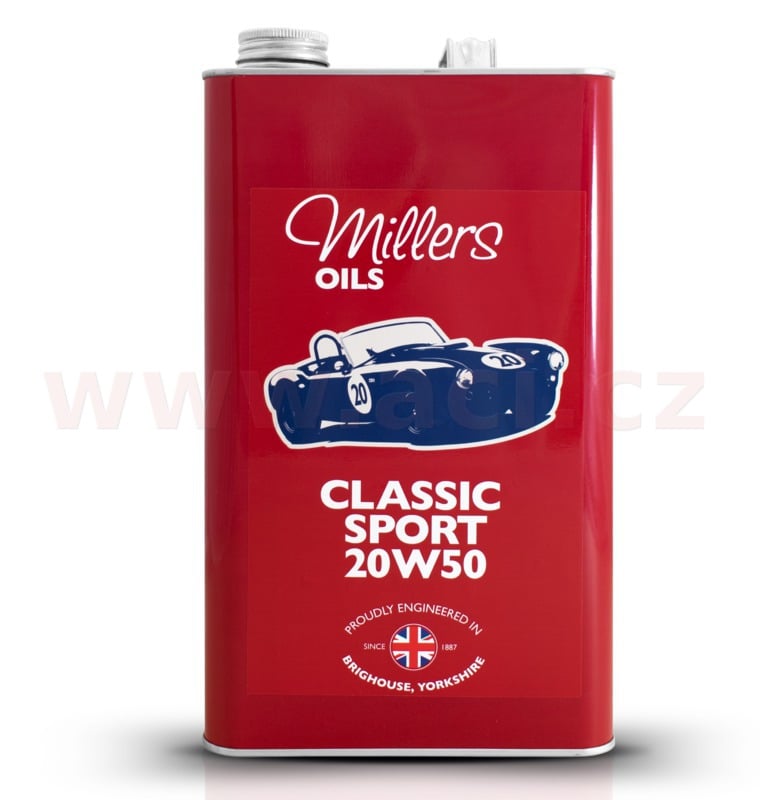 Obrázek produktu MILLERS OILS Classic Sport Pistoneeze 20W50, motorový polosyntetický, olej (v plechovém retro obalu) 5 l 79125