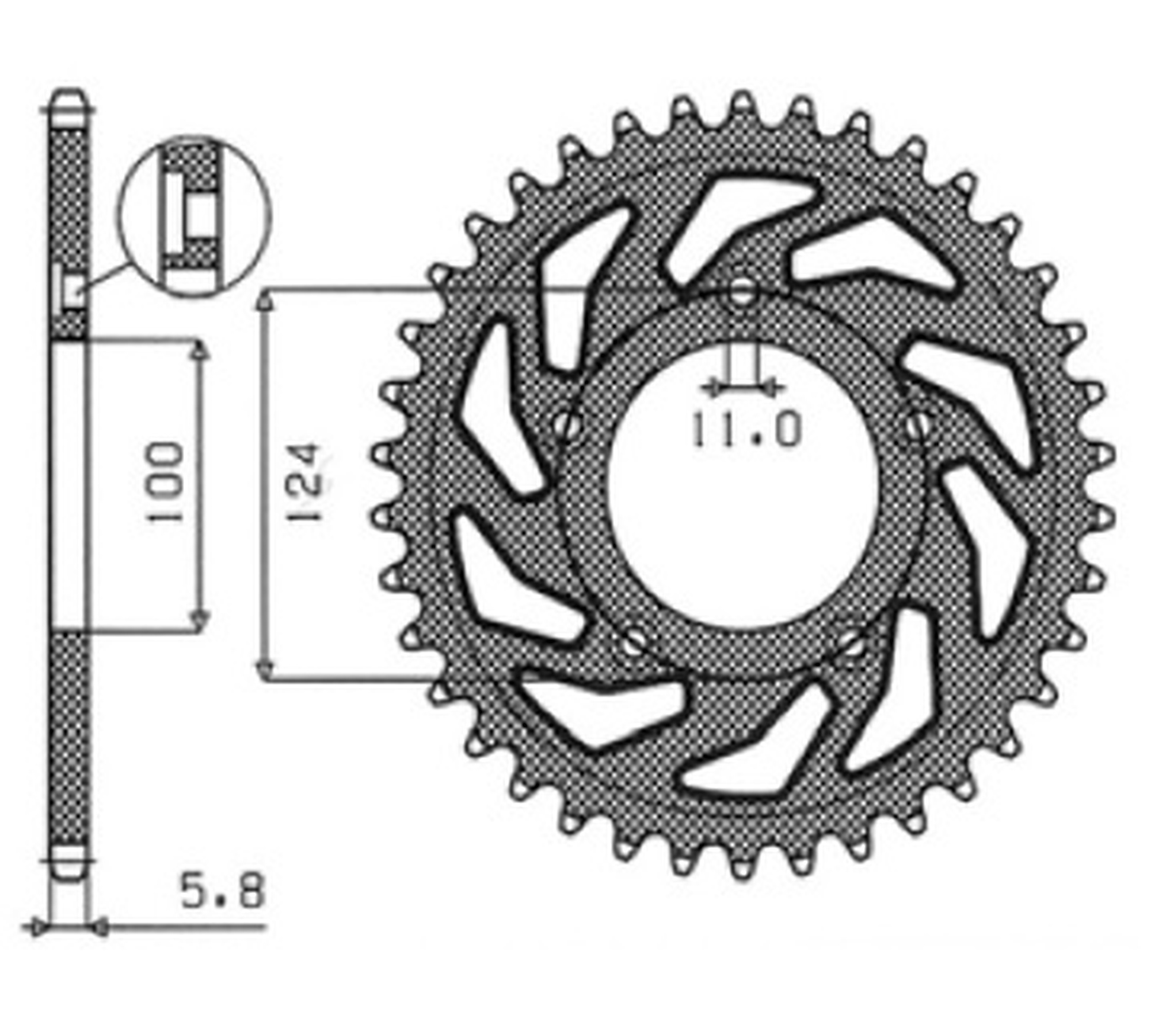 Obrázek produktu ocelová rozeta pro sekundární řetězy typu 520, SUNSTAR (47 zubů)