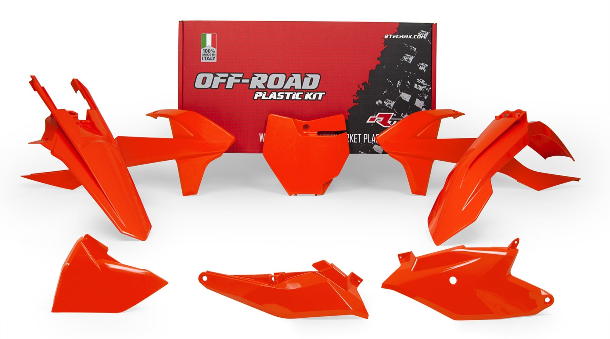 Obrázek produktu sada plastů KTM, RTECH (oranžová, 6 dílů, vč. krytů vzduch filtru) R-KITKTM-AR0-185