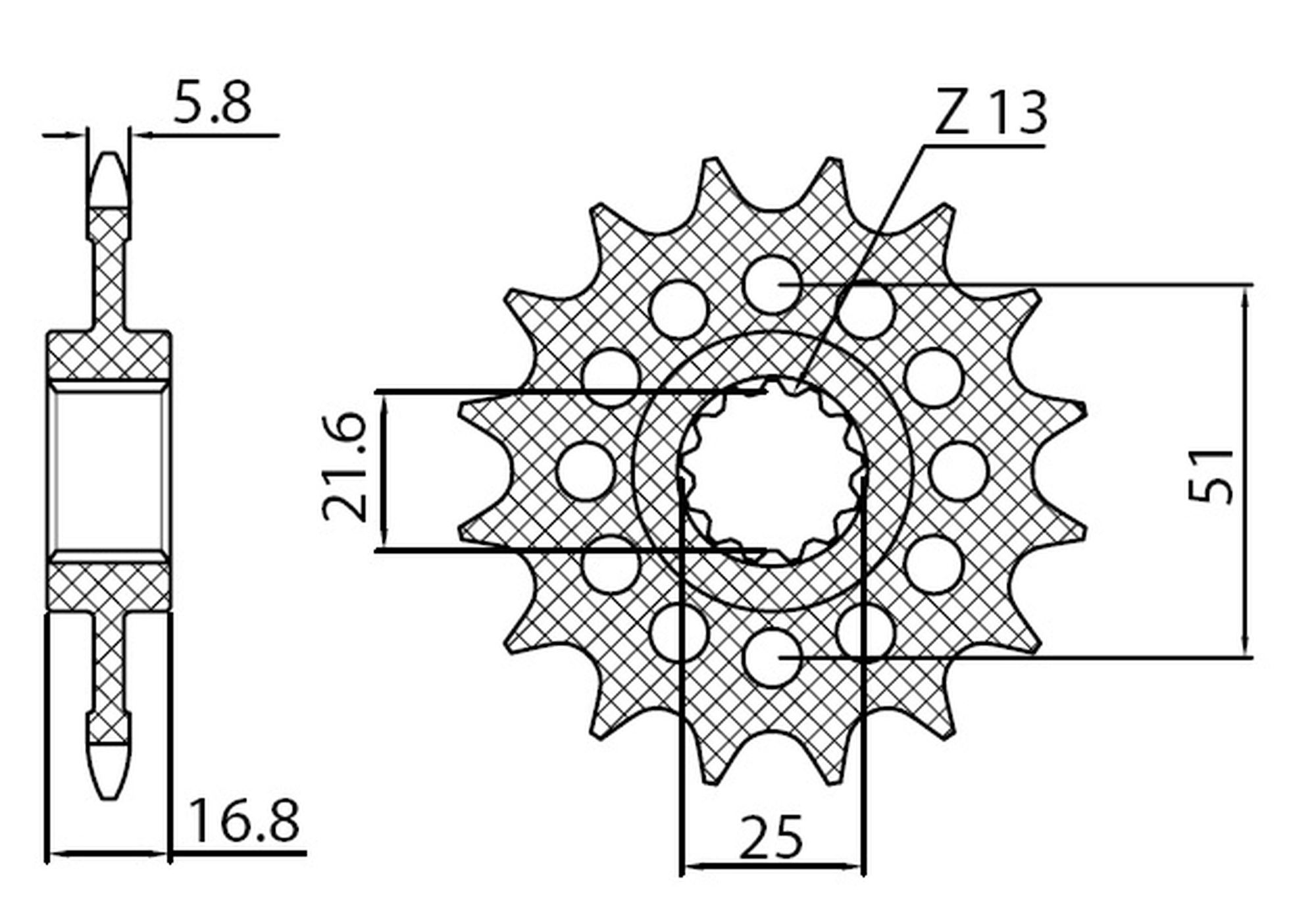 Obrázek produktu řetězové kolečko pro sekundární řetězy typu 520, SUNSTAR (16 zubů)