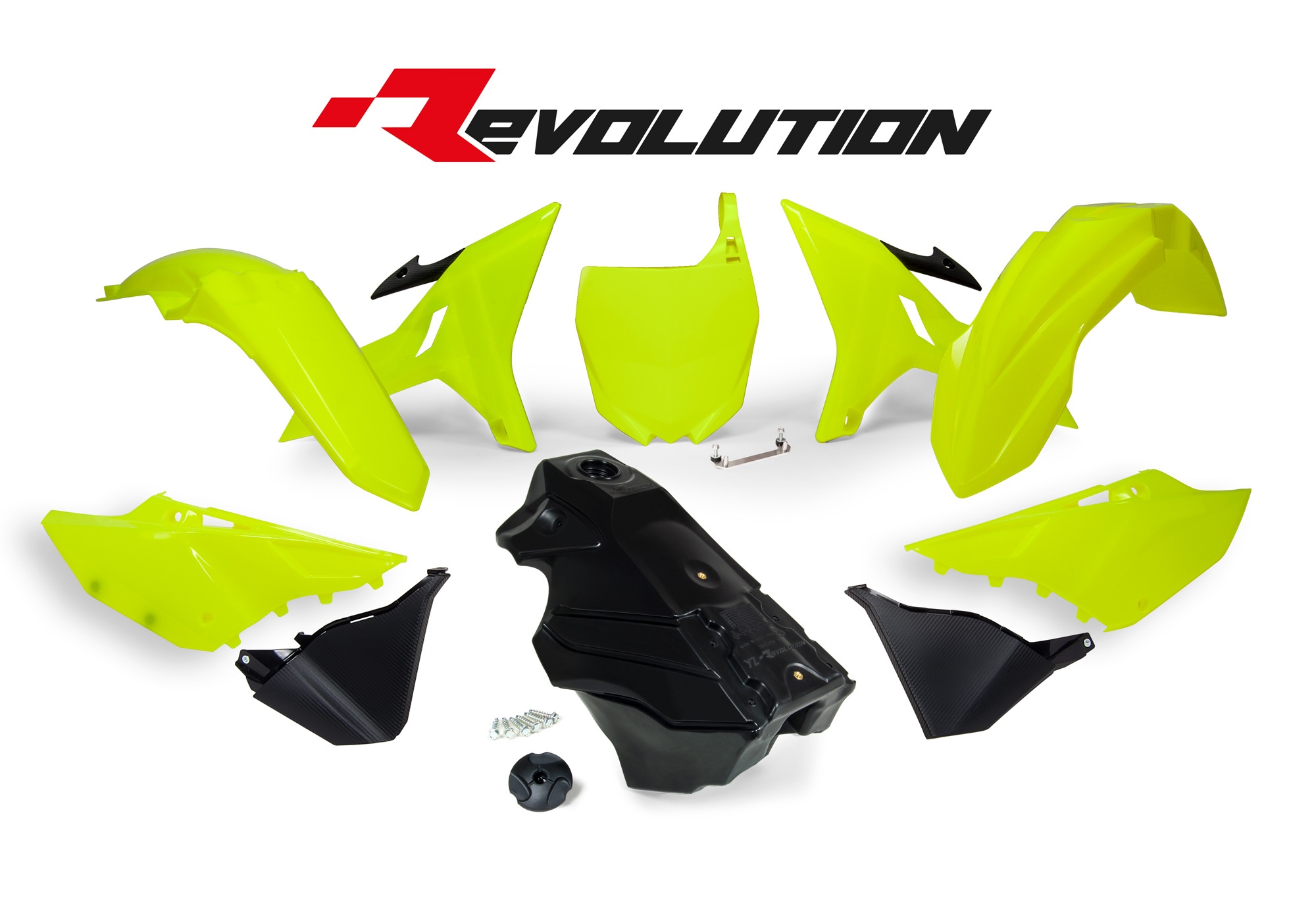 Obrázek produktu sada plastů Yamaha - REVOLUTION KIT pro YZ 125/250 02-21, RTECH (neon žlutá-černá, 7 dílů)
