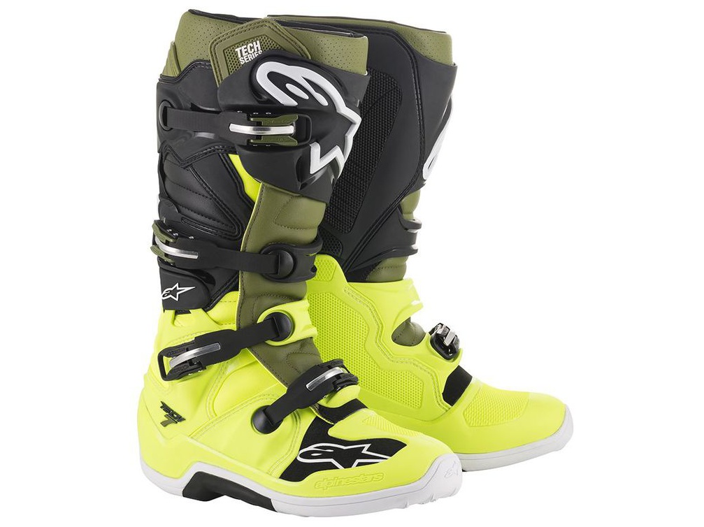 Obrázek produktu boty TECH 7, ALPINESTARS (žlutá fluo/vojenská zelená/černá) 2012014-5561