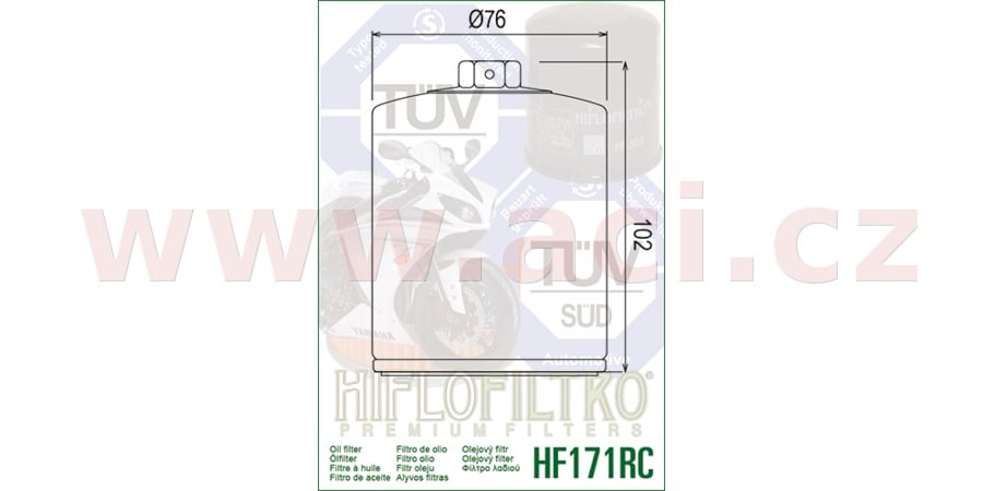 Obrázek produktu Olejový filtr HIFLOFILTRO Performance lesklý černý - HF171BRC