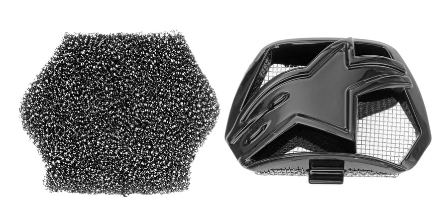 Obrázek produktu kryt bradové ventilace pro přilby SUPERTECH S-M10 a S-M8, ALPINESTARS (černá, vč. uhlíkového filtru, verze ECE 22.05) 8983019-1180-TU