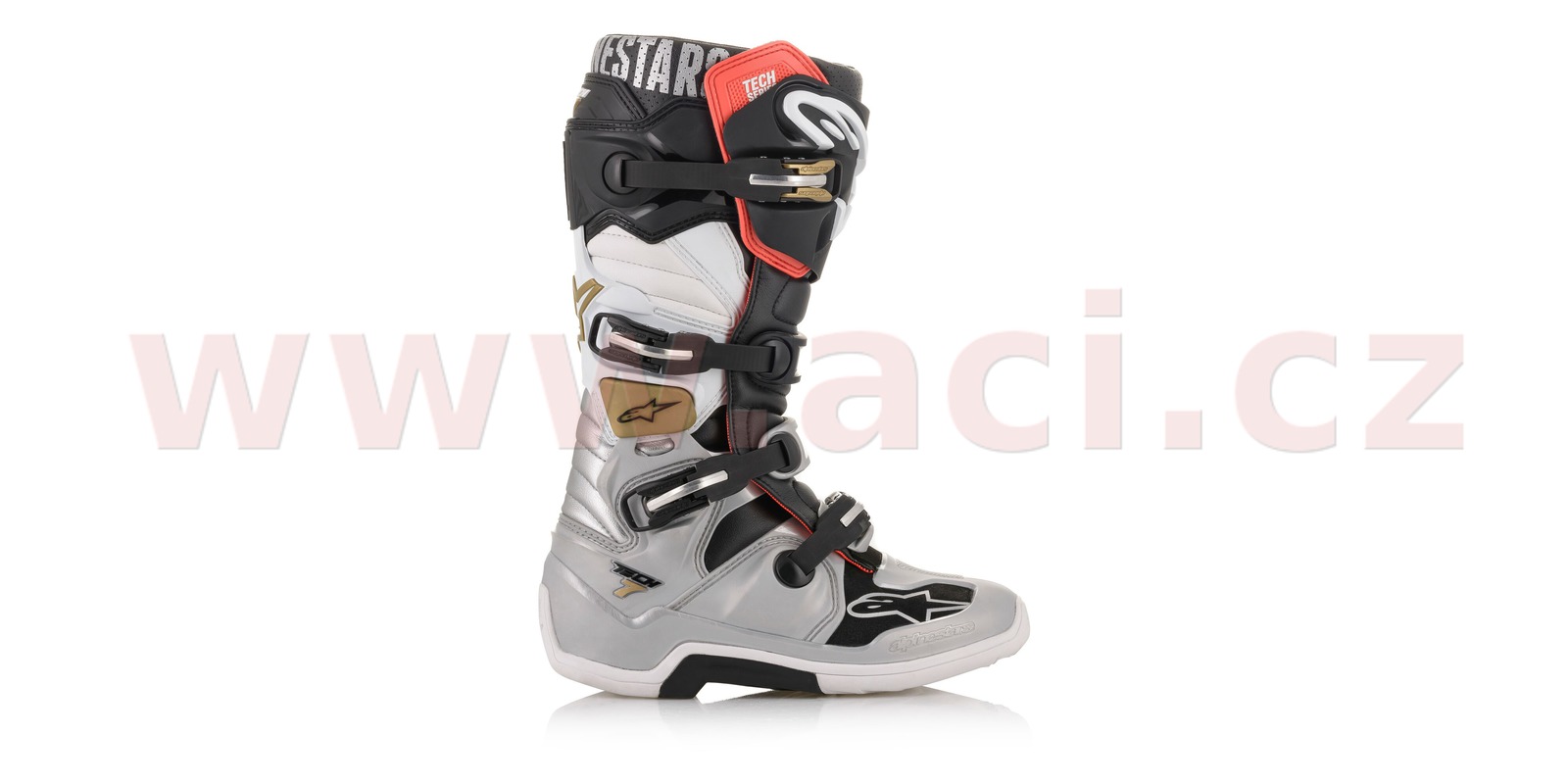 Obrázek produktu boty TECH 7, ALPINESTARS (černá/stříbrná/bílá/zlatá) 2024 2012014-1829