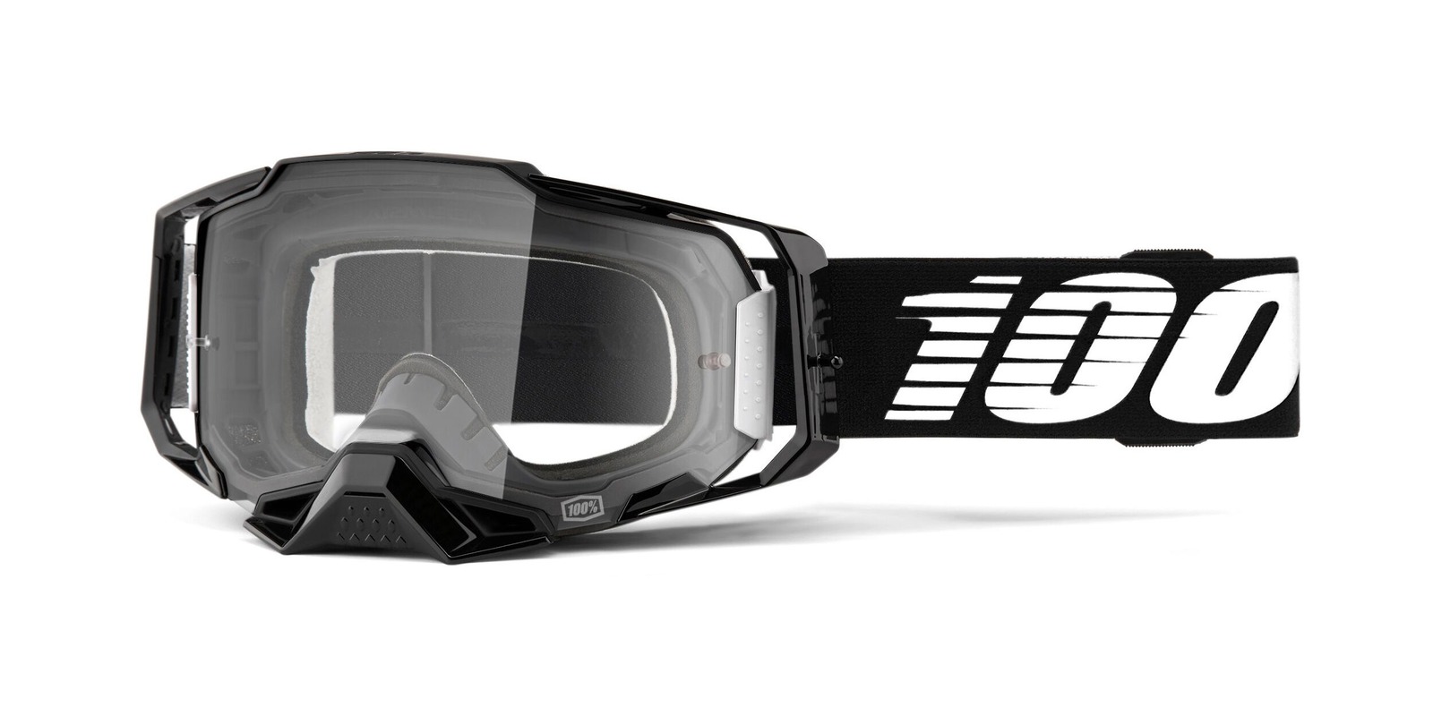 Obrázek produktu brýle ARMEGA Black, 100% (čiré plexi s čepy pro slídy) 50700-001-02