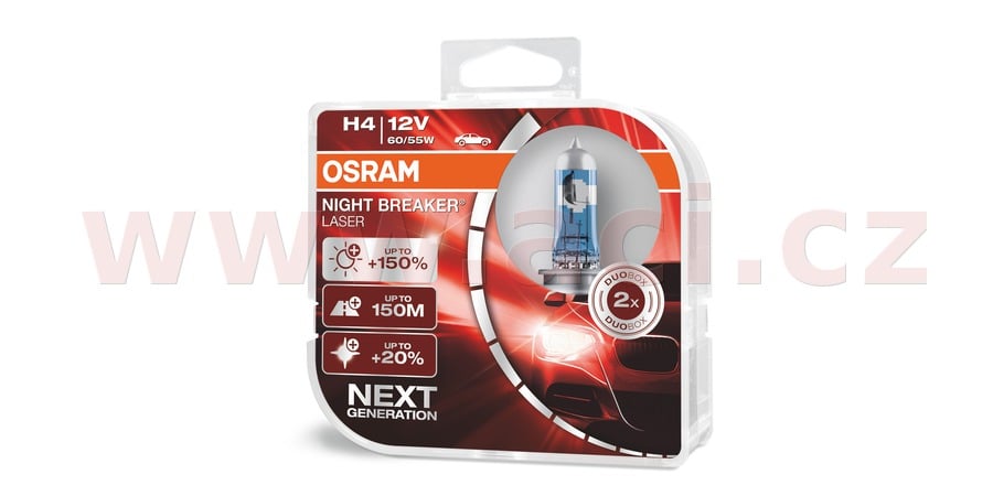 Obrázek produktu OSRAM H4 Night Breaker Laserové žárovky 12V 60/55W P43t-38 - po páru 64193NL-HCB