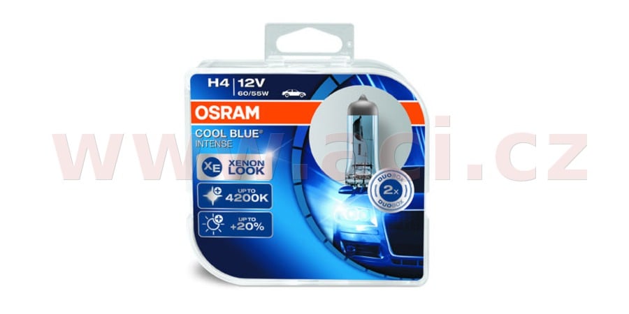 Obrázek produktu OSRAM H4 Cool Blue Intense Light Bulbs 12V 60/55W P43t-38 - po páru 64193CBI-HCB