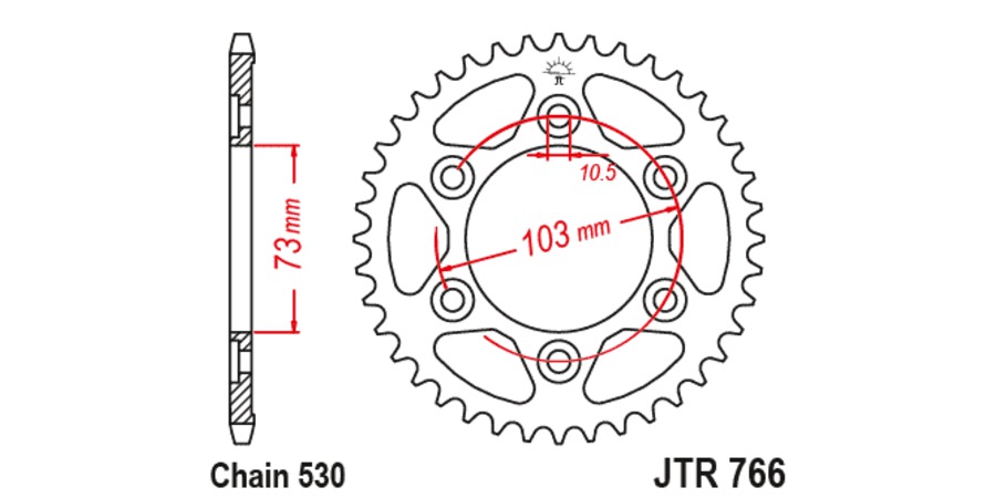 Obrázek produktu JT SPROCKETS Ocelové standardní zadní kolo 766 - 530