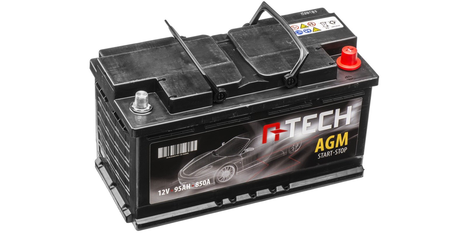 Obrázek produktu 95Ah AGM baterie START-STOP, 850A, pravá A-TECH AGM 353x175x190 59502