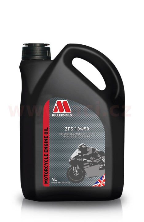 Obrázek produktu Millers Oils ZFS 10w50, plně syntetický olej pro vysoce výkonné 4-taktní motocyklové motory, 4 L 79894