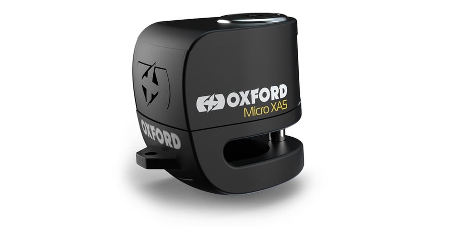 Obrázek produktu zámek kotoučové brzdy Micro XA5, OXFORD (integrovaný alarm, černý, průměr čepu 5,5 mm) LK214