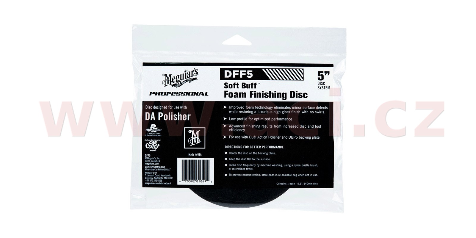 Meguiar's Soft Buff Foam Finishing Disc 5" - finišovací a voskovací kotouč pro DA leštičku (měkký), 5palcový DFF5-1