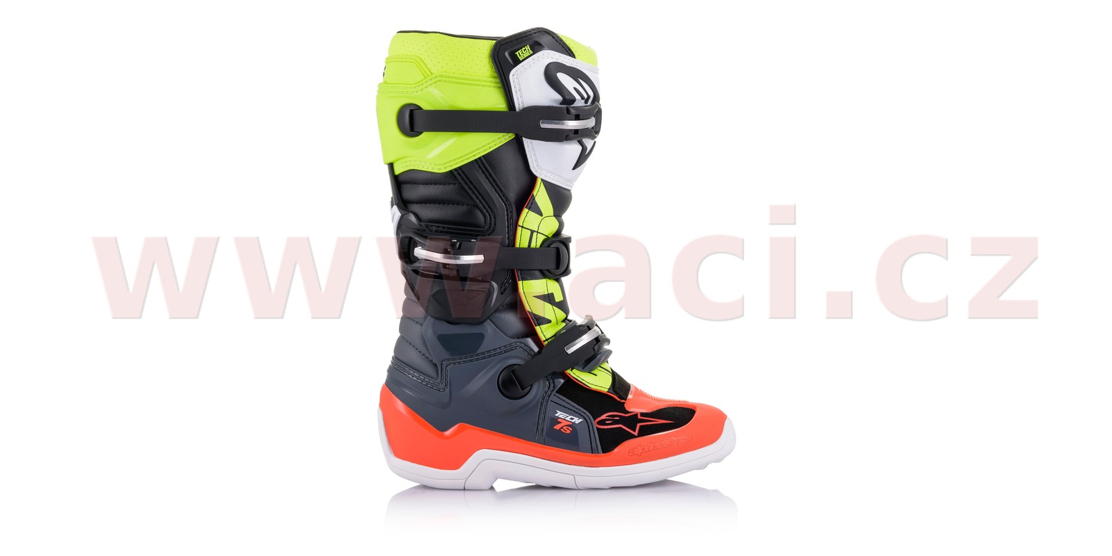 Obrázek produktu boty TECH 7 S, ALPINESTARS, dětské (šedá/červená fluo/žlutá fluo) 2025