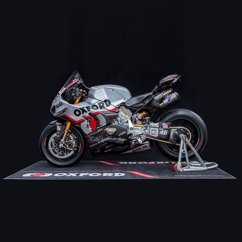 Obrázek produktu textilní koberec pod motocykl RACE XL, OXFORD (rozměr 240 x 103 cm, splňující předpisy FIM) OX662