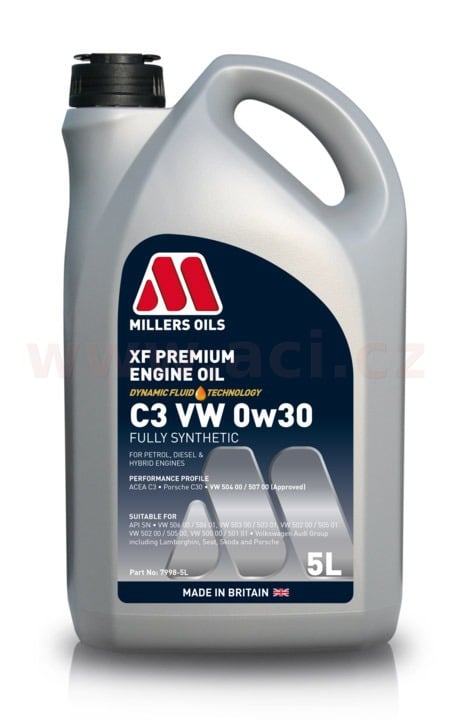 Obrázek produktu MILLERS OILS XF PREMIUM C3 VW 0w30, plně syntetický, 5l